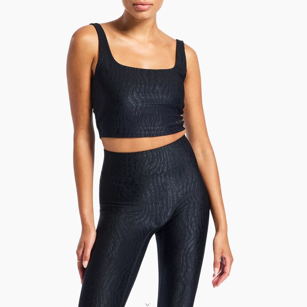 NWT Bandier Tempo Jacquard Crop Bra Top - DARK NAVY - Medium